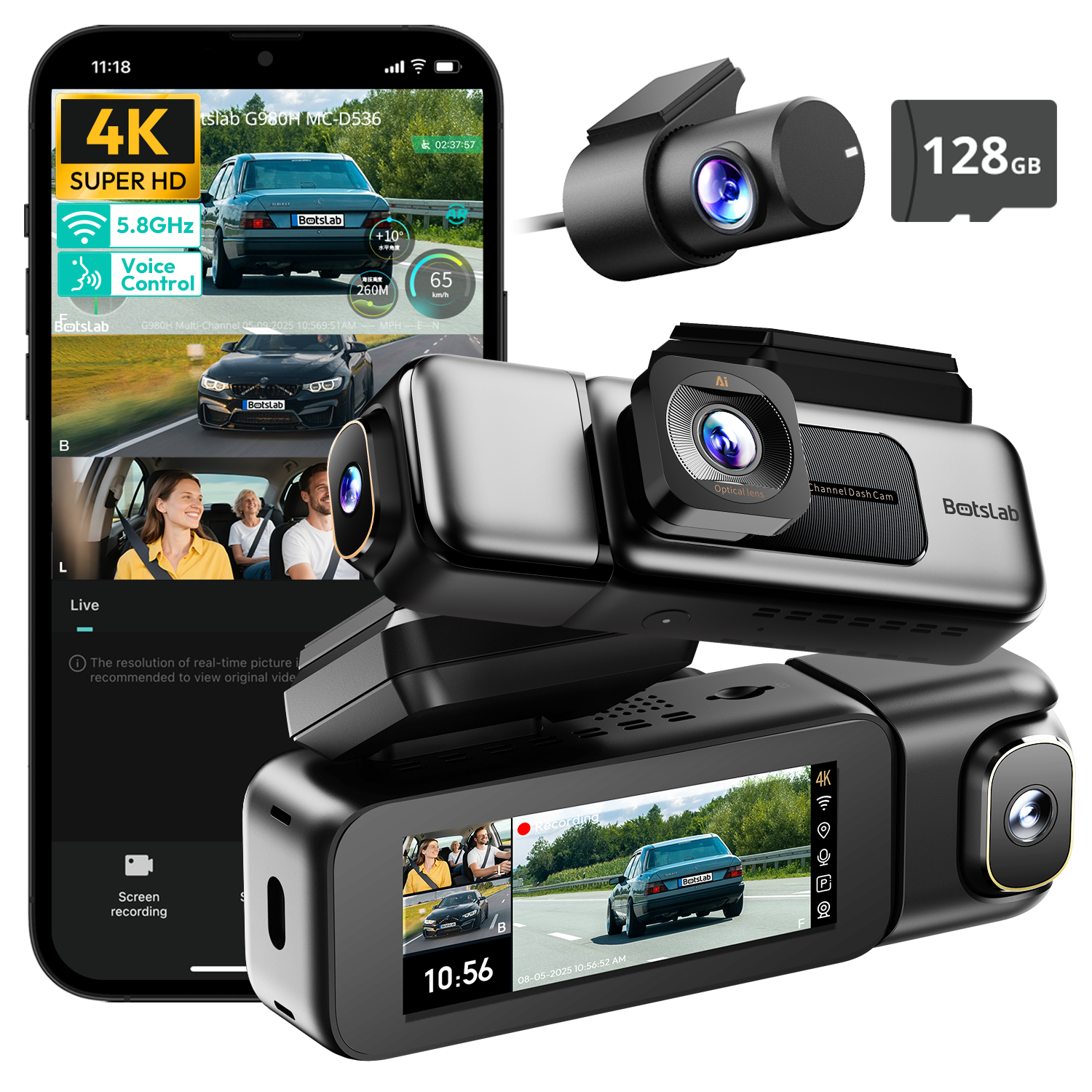 G980H 3-Camera Multi-Channel Dash Cam