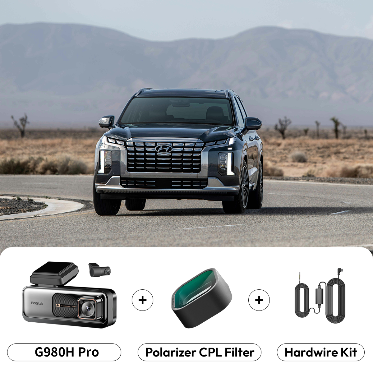 G980H Pro Dash Cam + CPL Filter & Type-C Hardwire