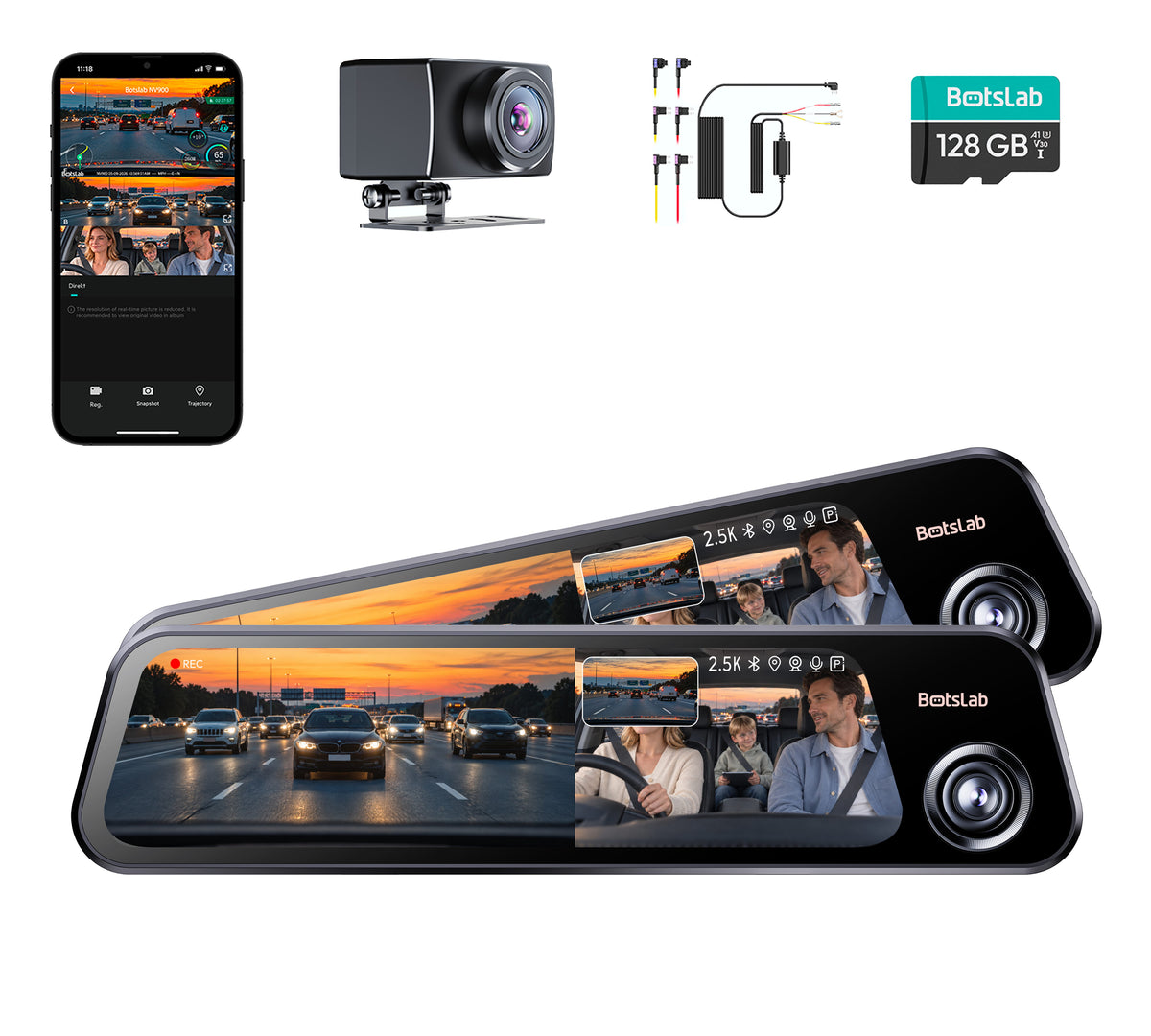 Nightvue Rear Mirror Dash Cam NV900 (2 Packs)