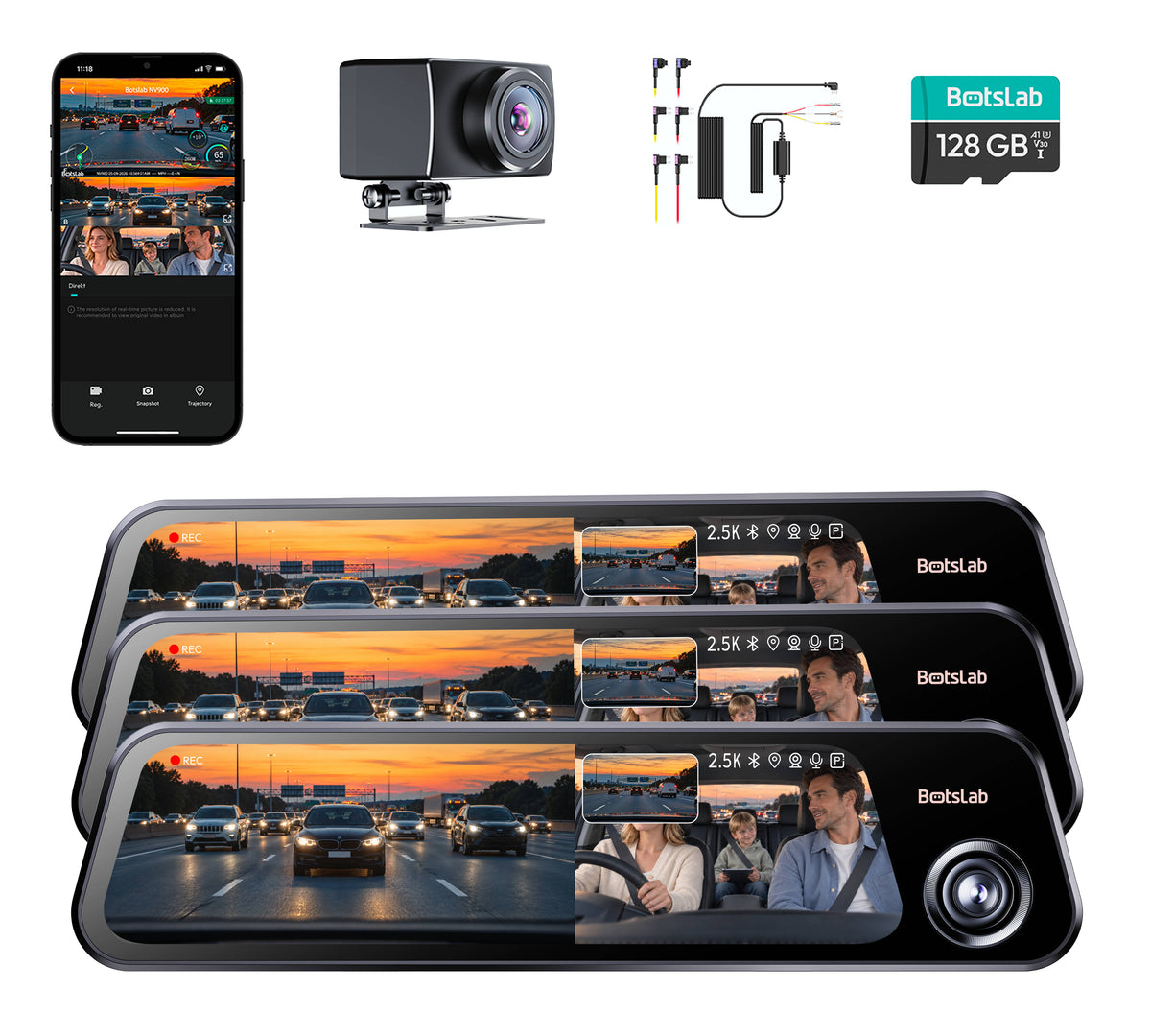 Nightvue Rear Mirror Dash Cam NV900 (3 Packs)